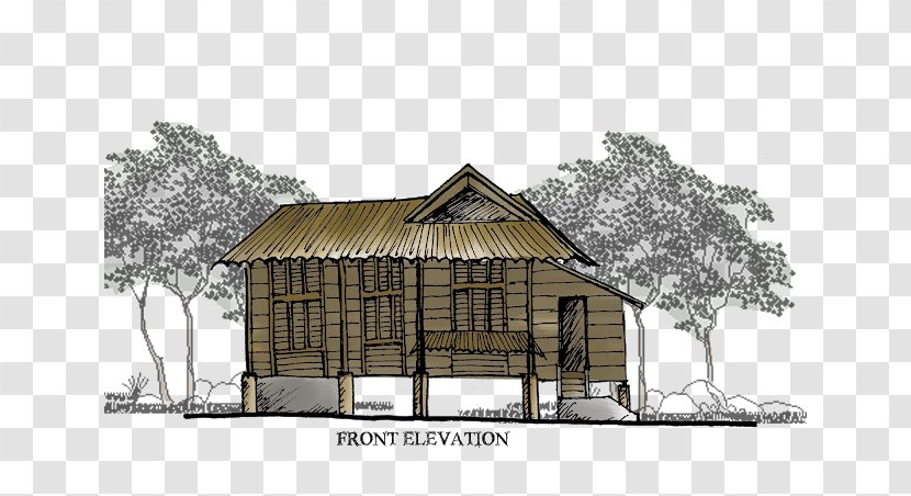Property House Cottage Log Cabin Hut - Elevation - Balik Kampung Transparent PNG