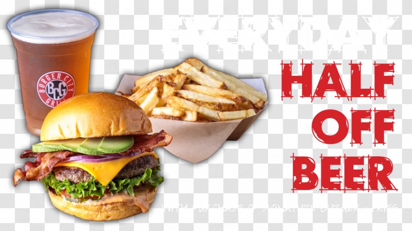 Hamburger Cheeseburger Fast Food Breakfast Sandwich Veggie Burger - Dish - Beer Promotion Transparent PNG