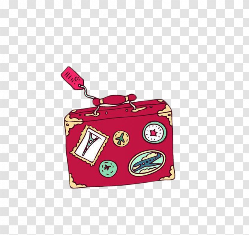 Travel Pack Suitcase Illustration - Photography - Pieces Of Red Cartoon Cute Luggage Transparent PNG