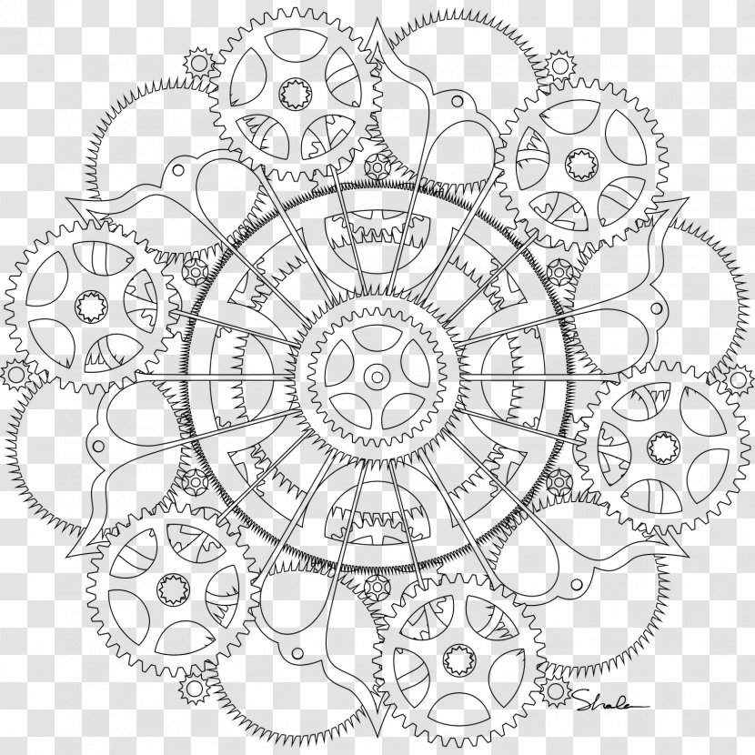 Coloring Book Steampunk Feminism Mandala Drawing - Textile - Bicycle With Flowers Transparent PNG