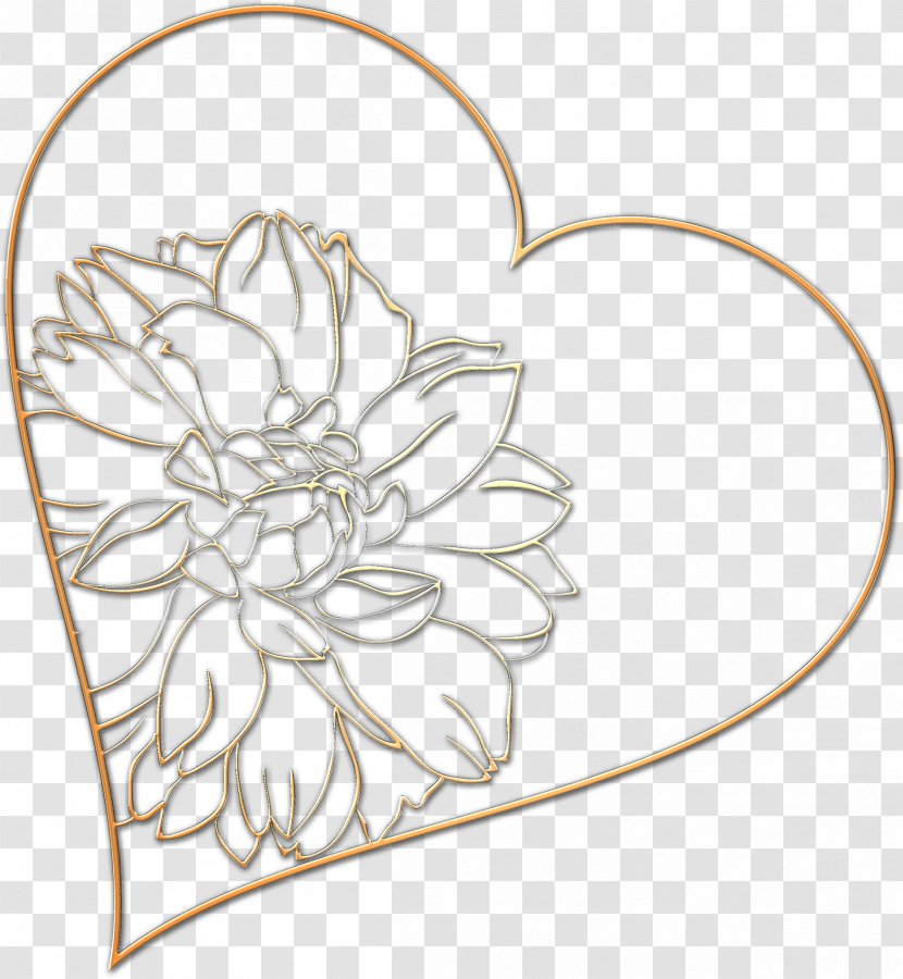 Centerblog Flower Floral Design LiveInternet - Black And White - Gold Heart Transparent PNG
