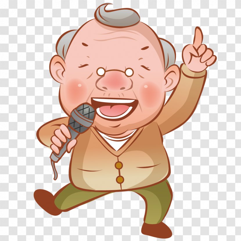 Cartoon Illustration - Silhouette - Singing Grandfather Transparent PNG