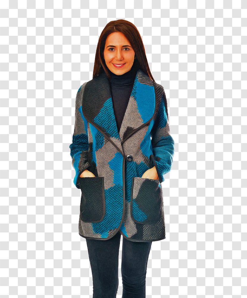 Clothing Blue Outerwear Sleeve Turquoise - Hood Coat Transparent PNG