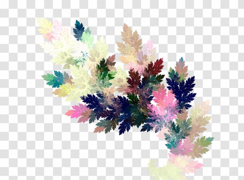 Fractal Art Floral Design Flame Watercolor Painting - Leaf - Colorful Leaves Transparent PNG