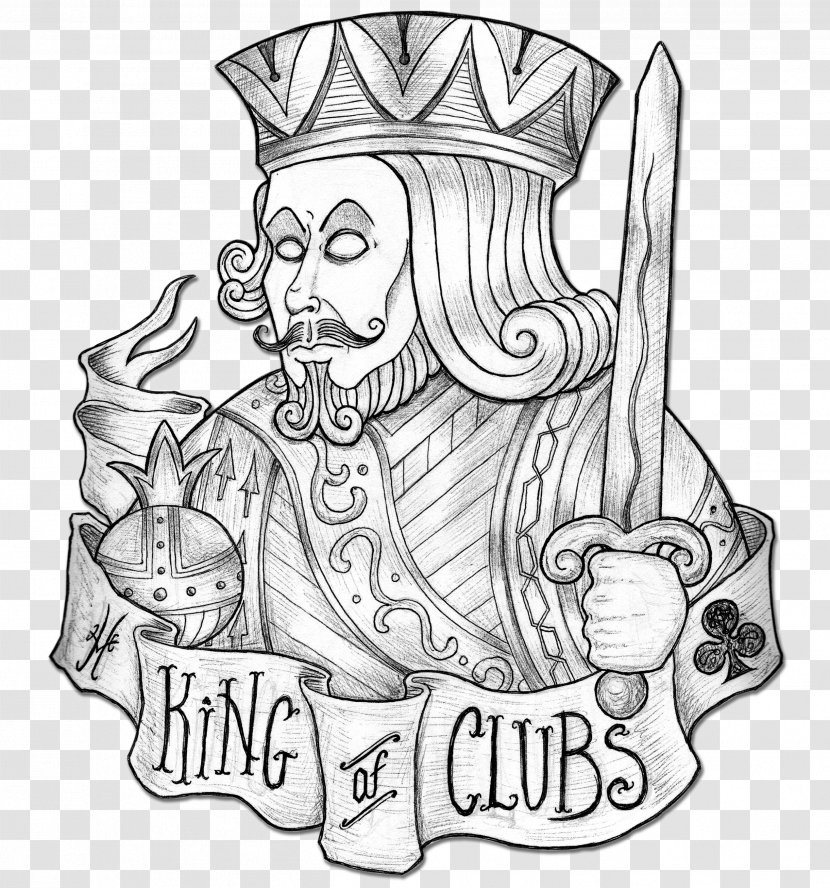 Drawing King Tattoo Playing Card Line Art Transparent PNG