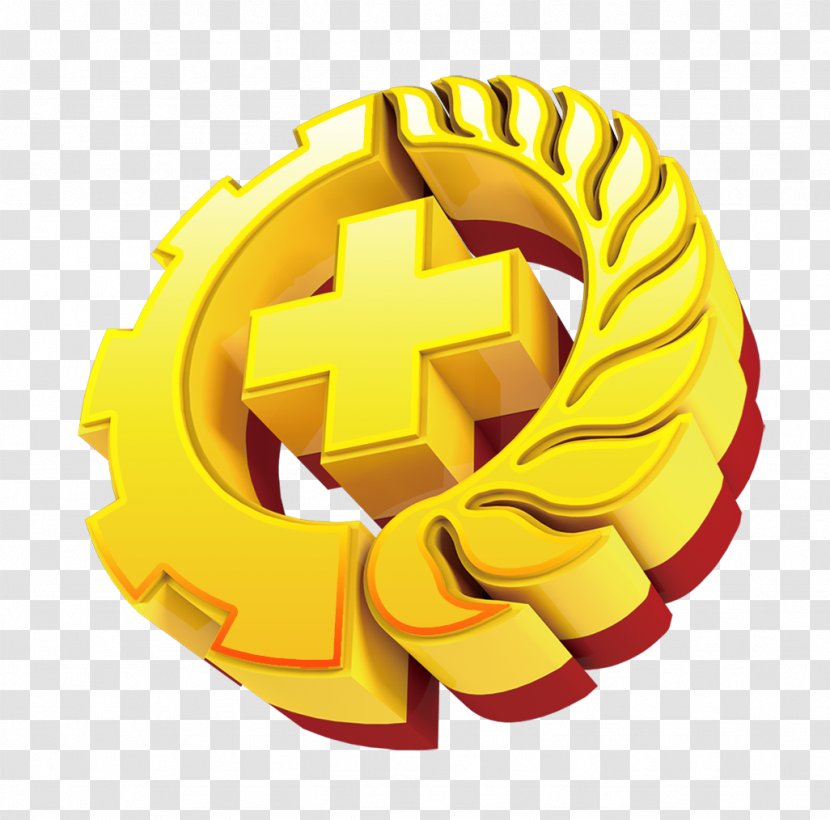Logo Icon - Yellow - Golden Red Cross Badge Transparent PNG