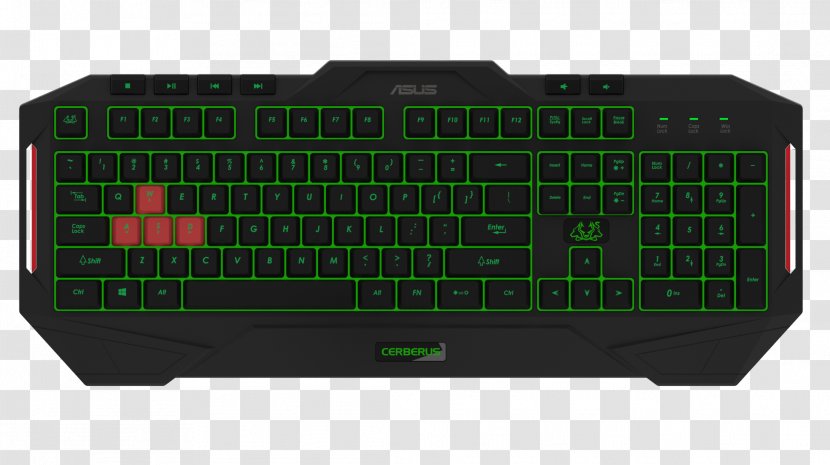 Computer Keyboard Asus Cerberus MKII Gaming Keypad KomplettBedrift.no - Backlight Transparent PNG