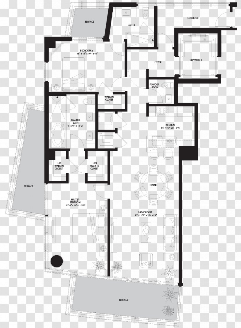 Floor Plan House Furniture Apartment - Terrace Transparent PNG