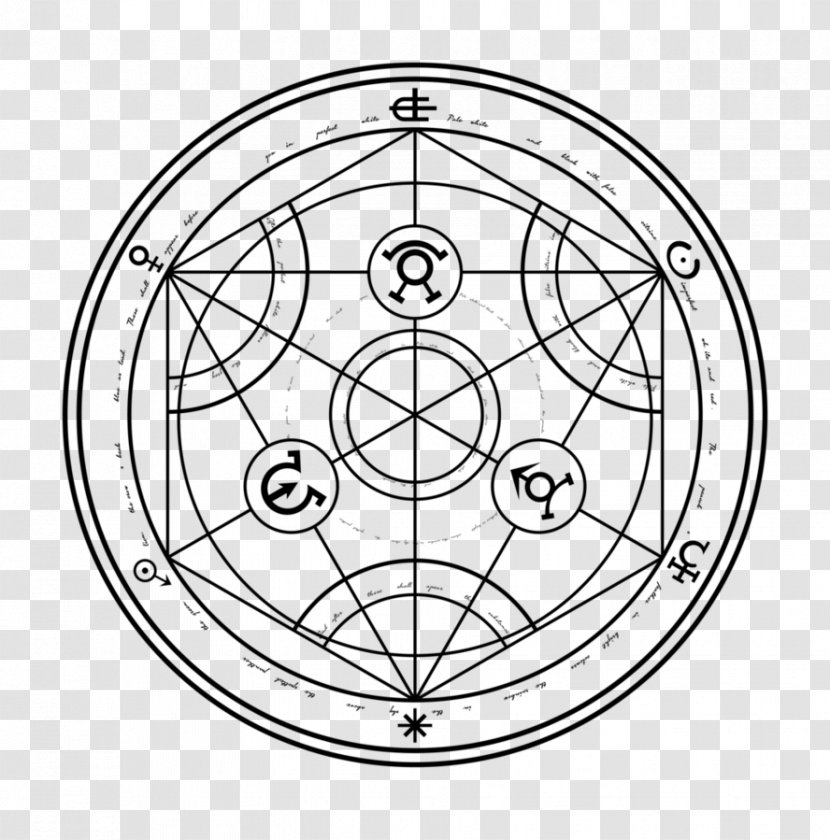 Edward Elric Nuclear Transmutation Magic Circle Alchemy - Black And White Transparent PNG