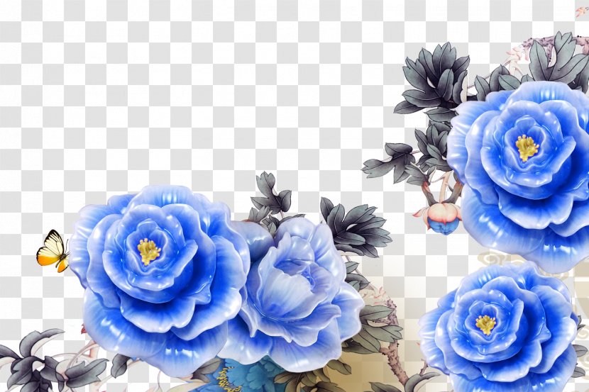Blue Rose Peony Wallpaper - Moutan - Jade Transparent PNG
