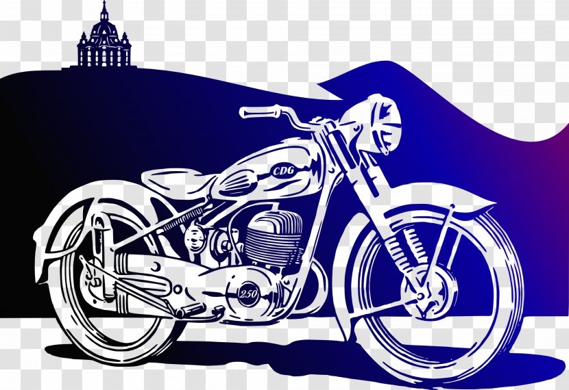 Scooter Car Motorcycle Clip Art - Black And White - Motorbike Transparent PNG