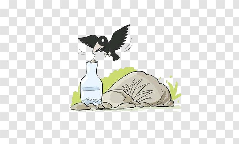 U4e4cu9e26u559du6c34 Common Raven Bird U30abu30e9u30b9 The - Aesop - Drinking Fairy Tale Picture Transparent PNG