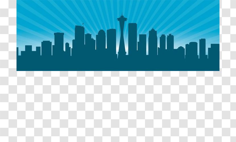 Seattle Silhouette Skyline Clip Art - Symmetry - Blue City Night Vision Transparent PNG