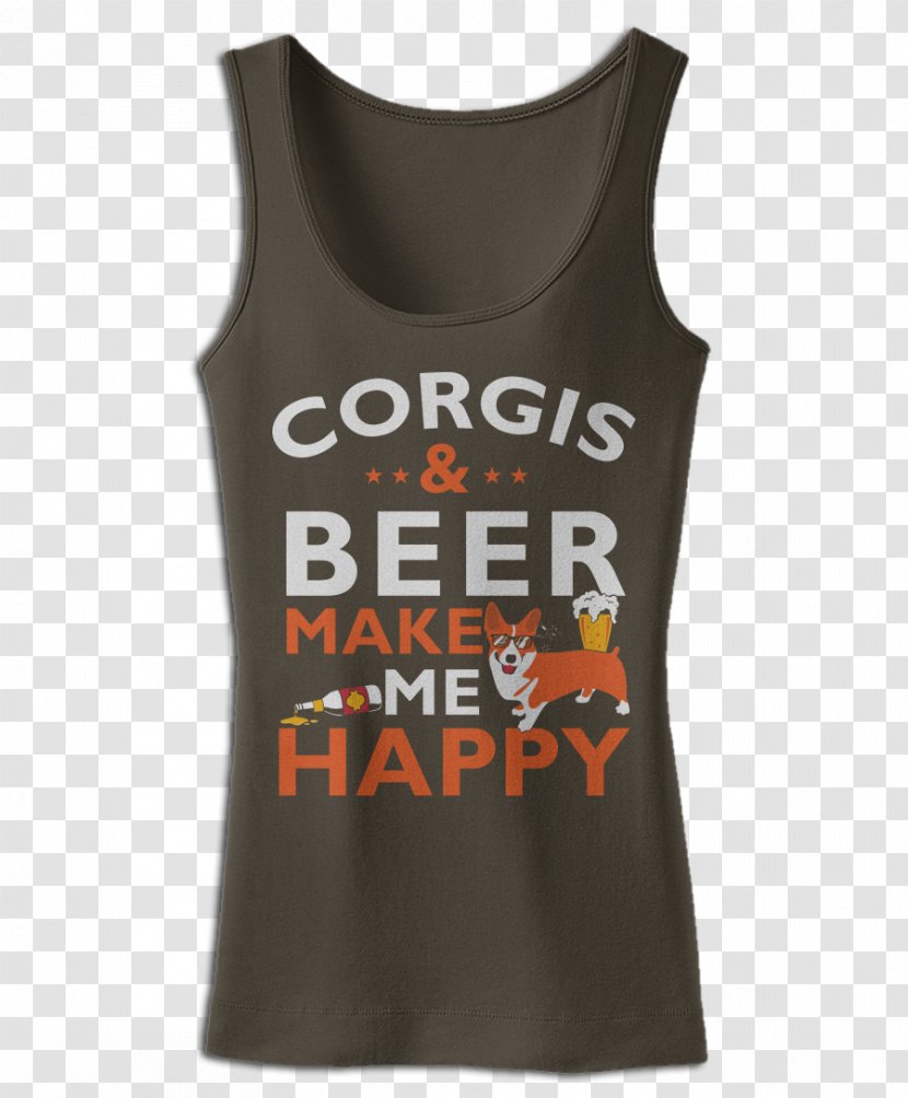 T-shirt Pembroke Welsh Corgi Beer Sleeveless Shirt Active Tank M - Happy Transparent PNG