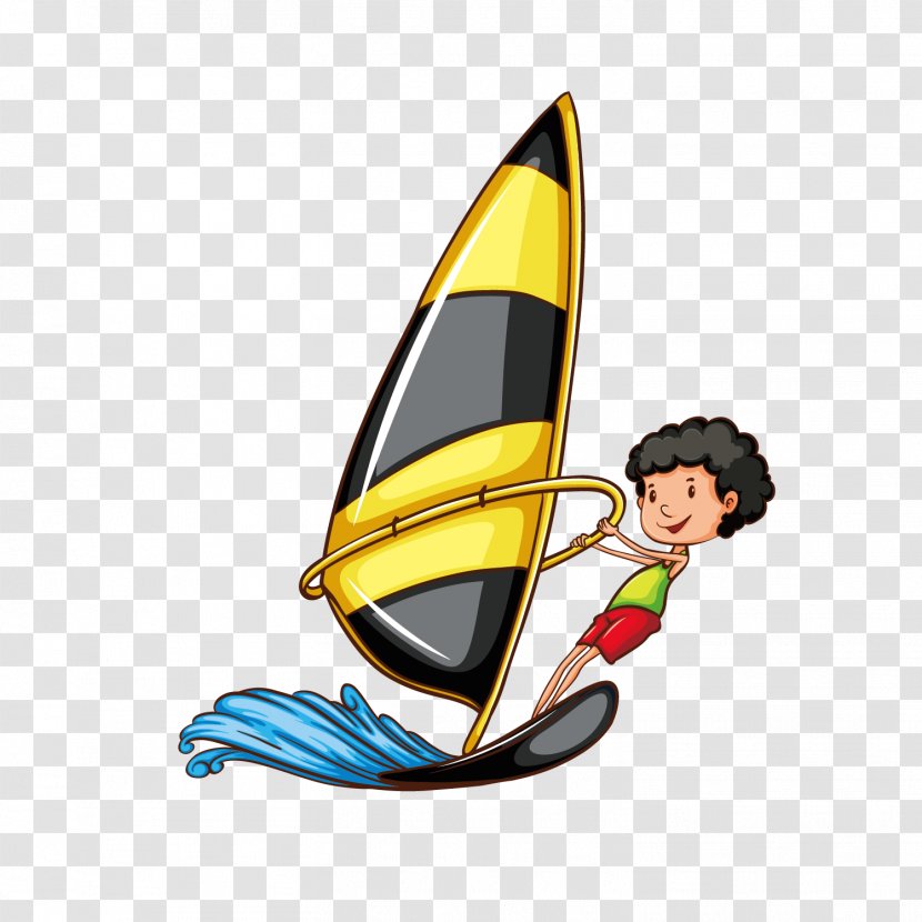 Sport Water Skiing Clip Art - Vector Cartoon Character Sailing Exercise Illustration Transparent PNG