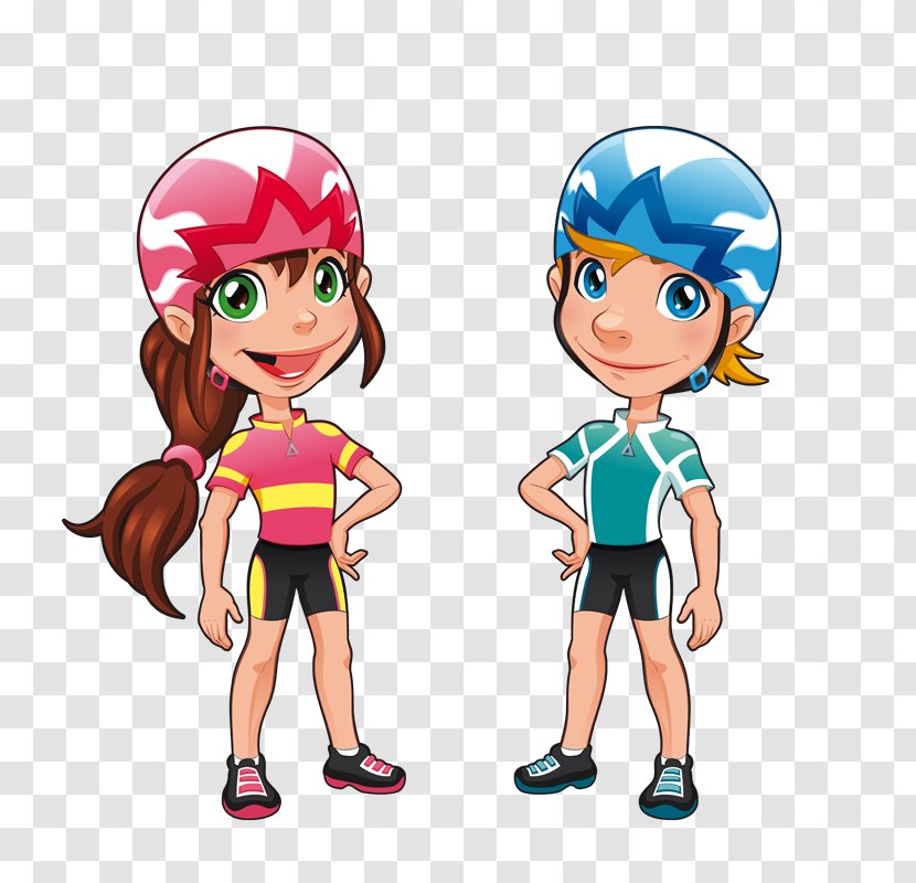 Cycling Animation Drawing Illustration - Cartoon - Men And Women Transparent PNG