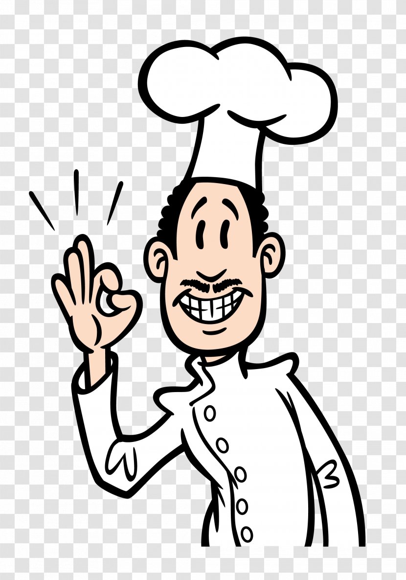 Cartoon Line Art Laughter Clip - Heart - Chef Hat Transparent PNG