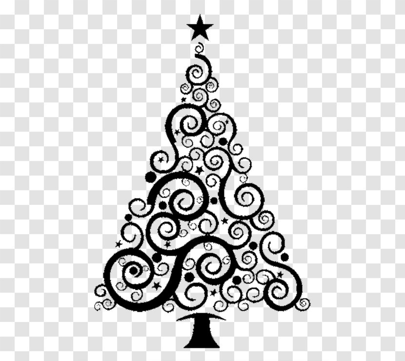 Christmas Tree Fir Drawing - Line Art Transparent PNG