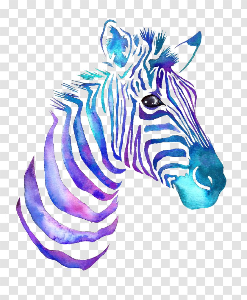 Watercolor Painting Zebra DeviantArt - Mammal - Painted Pattern Free Pull Material Transparent PNG