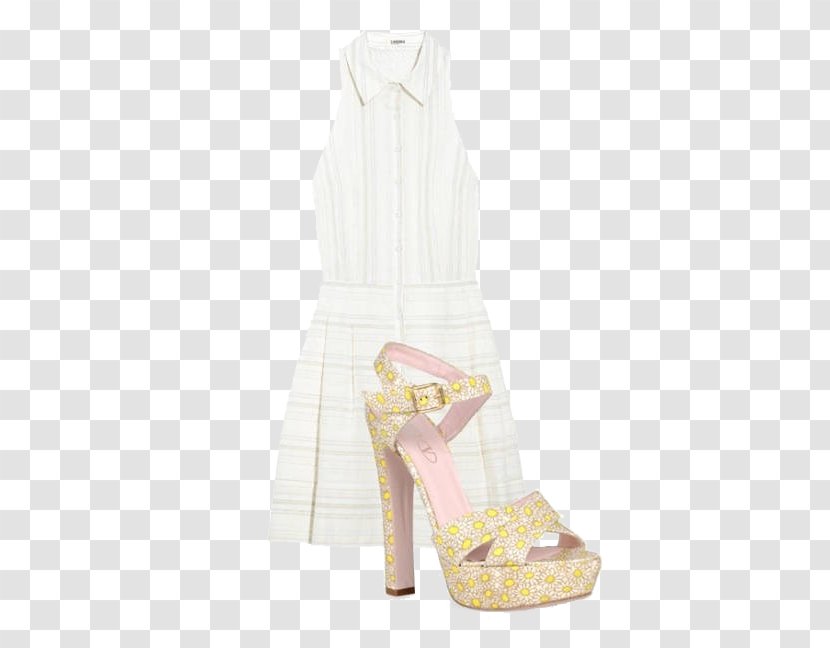 Shoe White Dress Sandal High-heeled Footwear - Highheeled - Stripe Transparent PNG