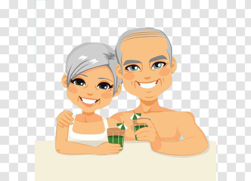 Old Age Royalty-free Cartoon Illustration - Flower - MiddleAged Couple Transparent PNG