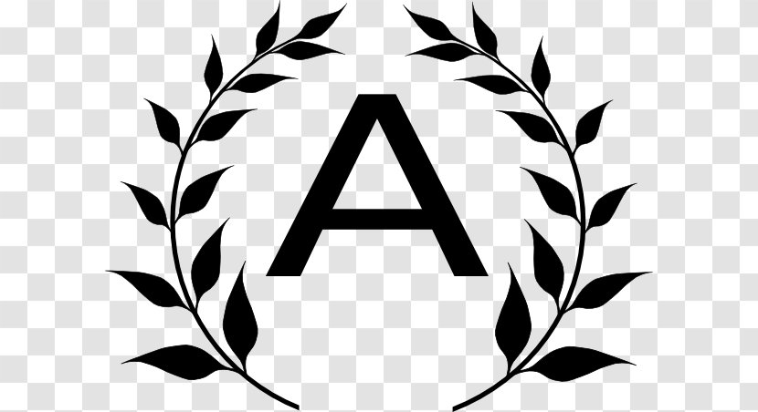 Laurel Wreath Bay Leaf - Monochrome Photography - Monogram Letter Clip Art Transparent PNG