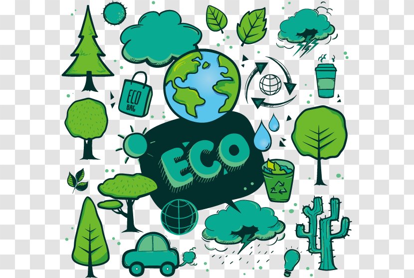 Leaf Text Cartoon Clip Art - Vector Environmental Green Earth Elements