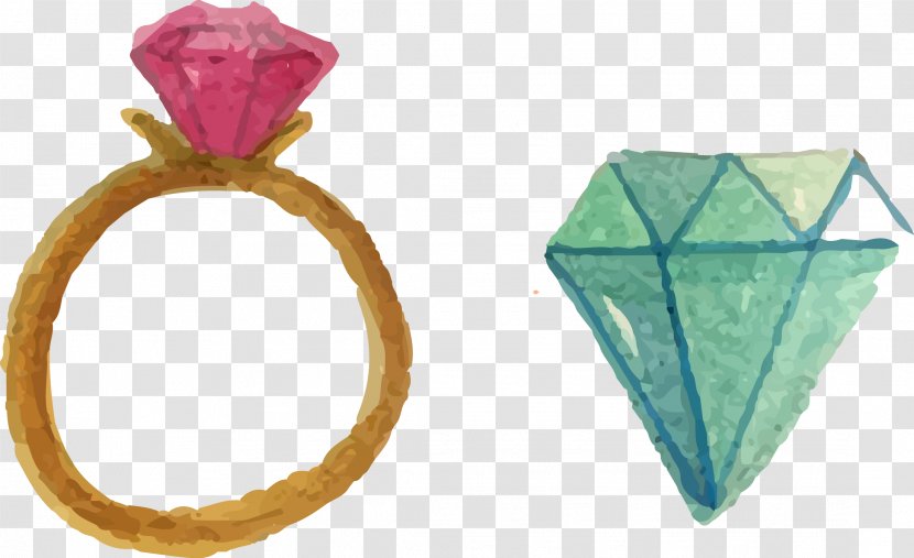 Drawing Watercolor Painting Ring - Body Jewelry - Love Diamond Element Transparent PNG