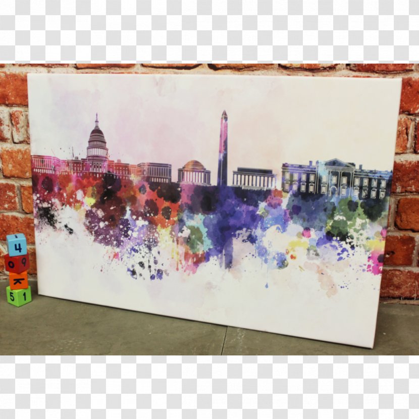 Washington, D.C. Skyline Watercolor Painting Canvas Print - Panorama - District Of Columbia Transparent PNG