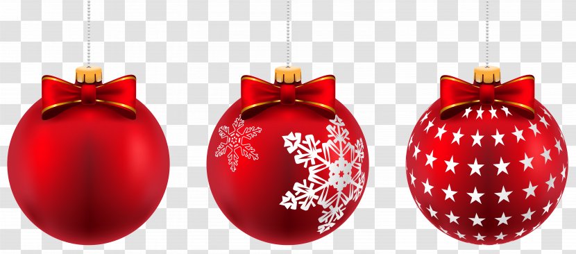 Christmas Ornament Day Clip Art - Beautiful Red Balls Clip-Art Image Transparent PNG