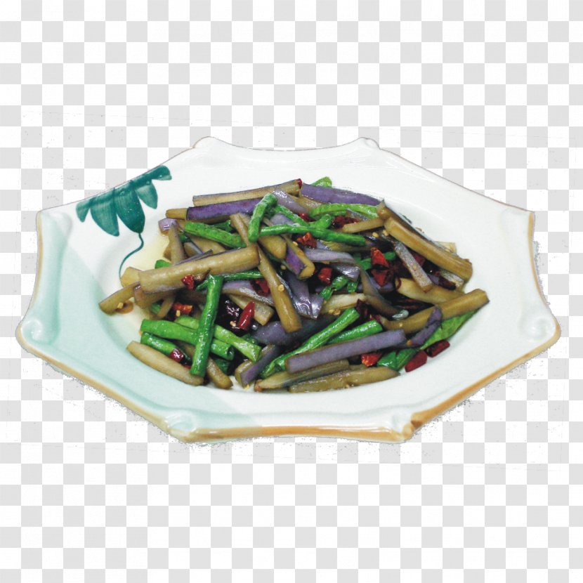 Yardlong Bean Fried Eggplant Sichuan Cuisine Green Recipe - Common - Long Beans Transparent PNG