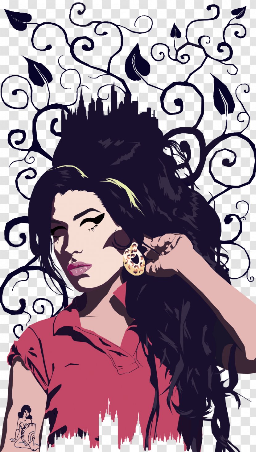 Comics Artist Black Hair Visual Arts Amy Winehouse - Watercolor Transparent PNG