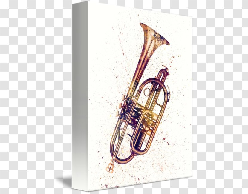 Saxhorn Trumpet Abstract Art Tuba - Heart - Watercolor Transparent PNG