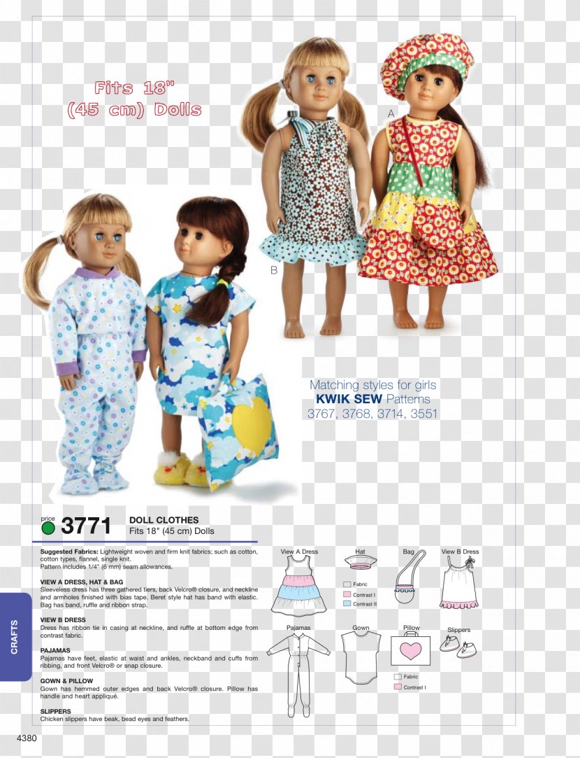 Doll Clothing Pattern Dress Sewing - Toddler - Toy Patterns Transparent PNG