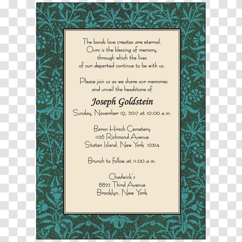 Wedding Invitation Individual Retirement Account Ceremony - Turquoise Transparent PNG