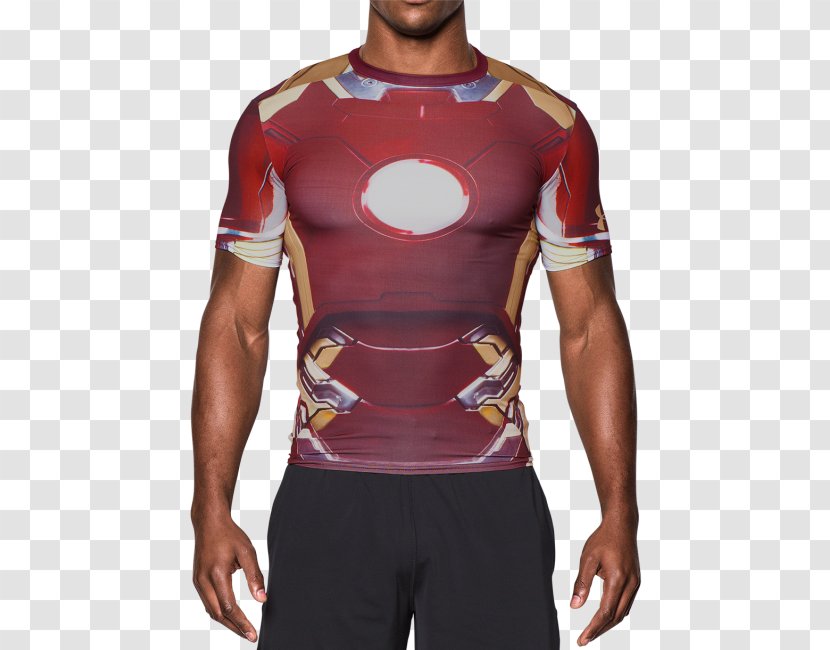 T-shirt Iron Man Hoodie Under Armour Clothing - Compression Garment Transparent PNG
