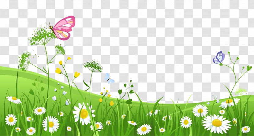 Clip Art - Flowering Plant - Grass With Butterflies Clipart Picture Transparent PNG