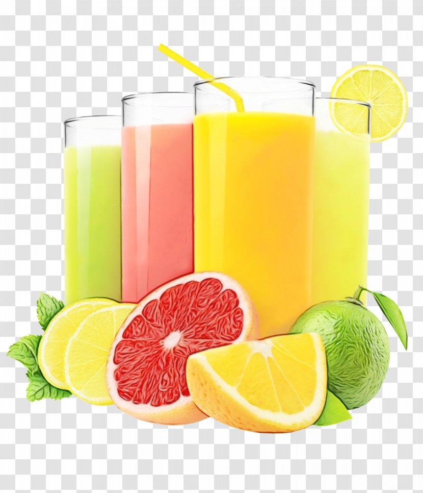 Juice Drink Vegetable Orange Lime - Watercolor - Aguas Frescas Citrus Transparent PNG
