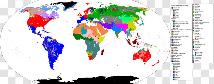 World Language Map - Native Speaker Transparent PNG
