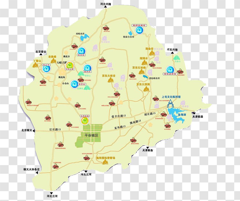 Pinggu District Shunyi Haidian Huairou Badaling - Beijing - Map Transparent PNG