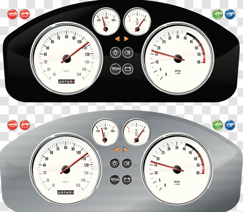 Car Speedometer Dashboard Illustration - Motor Vehicle - Metal Texture Transparent PNG