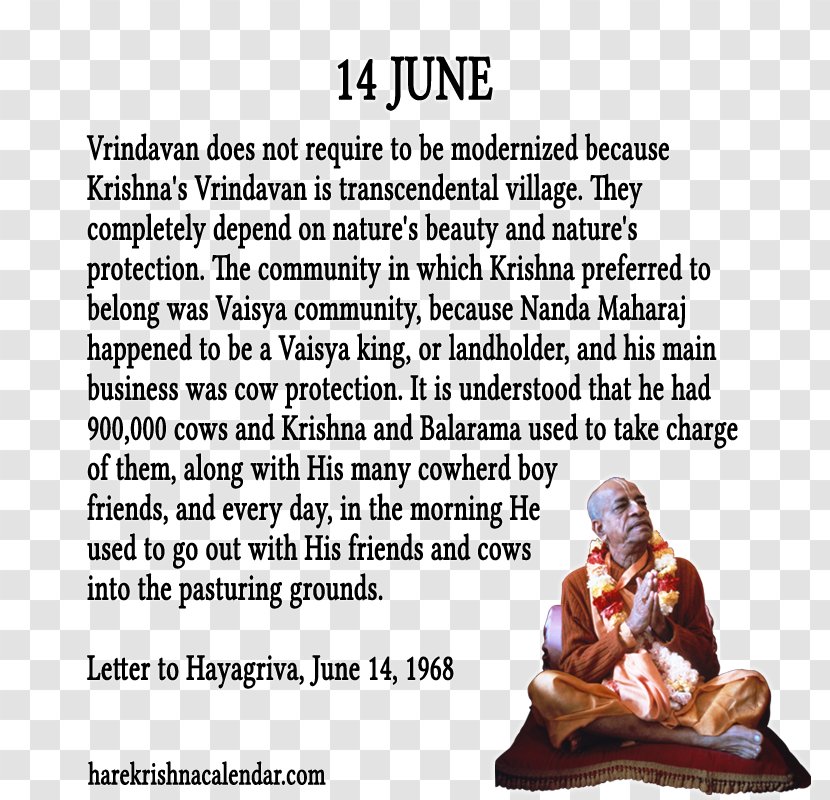 International Society For Krishna Consciousness 14 June Vrindavan Hare Transparent PNG