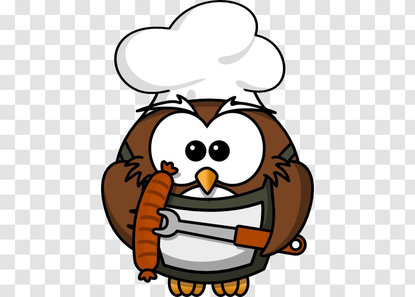 Owl Barbecue Ice Cream Cone Cooking Clip Art - Artwork - Chef Transparent PNG