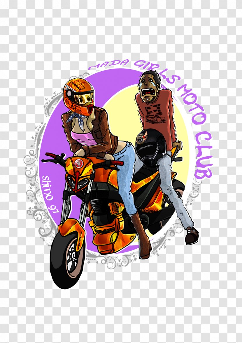 Cartoon Drawing Motorcycle - Flower - Moto Club Transparent PNG