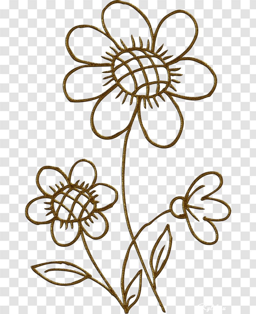Cut Flowers Gold Floral Design Clip Art - Line Transparent PNG