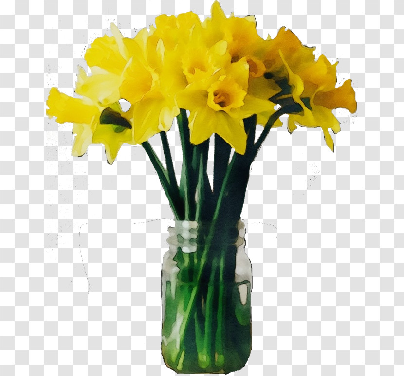 Flower Yellow Cut Flowers Vase Narcissus Transparent PNG