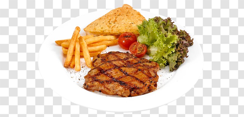 French Fries Chicken Fried Steak Full Breakfast Barbecue - Side Dish - Meat Grill Transparent PNG