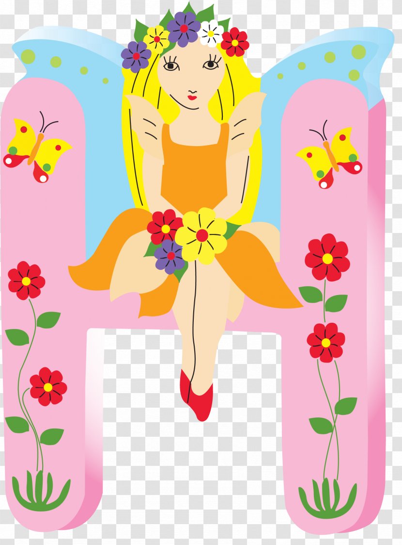 Floral Design Illustration Word Fairy Letter - Pink M - Yule Transparent PNG