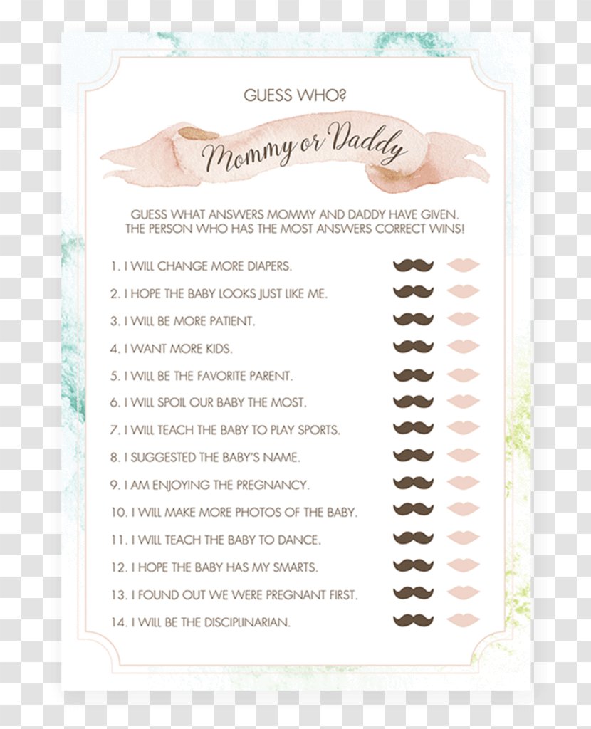 Game Party Mother Father Baby Shower - Mommy Daddy Transparent PNG