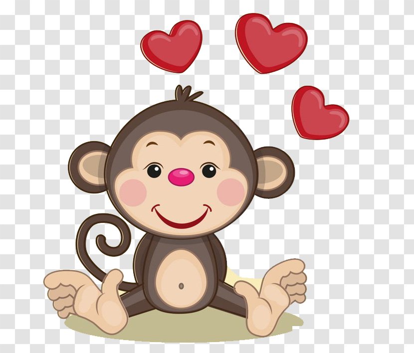 Monkey Heart Illustration - Flower - Cute Transparent PNG